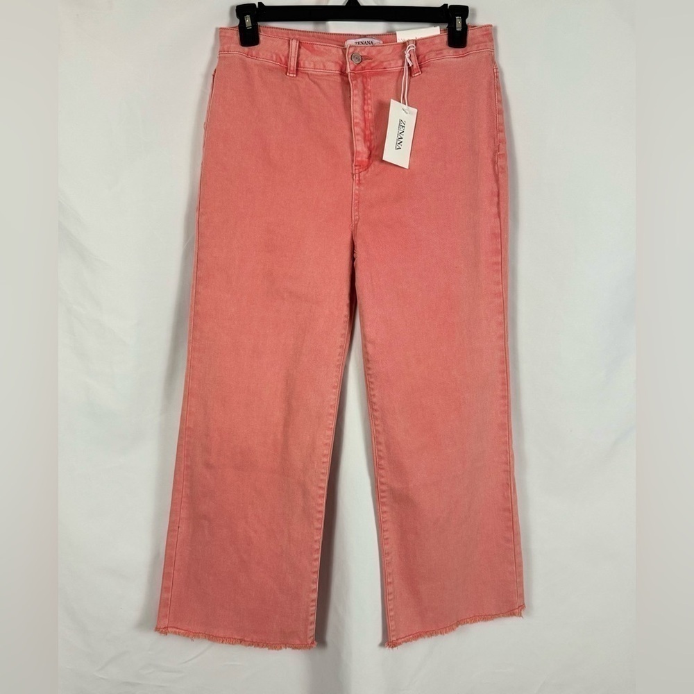 Zenana Acid Washed Frayed Cutoff Hem Straight Leg Jeans